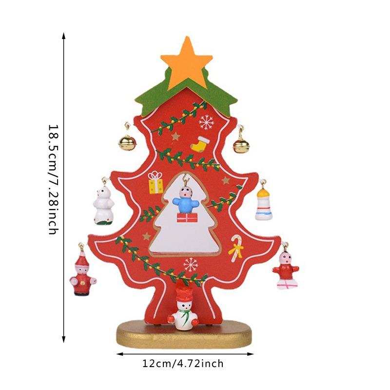 Desktop Christmas Tree Decoration Ornaments Mini Stereo Wooden Christmas Tree Scene Layout Christmas Tabletop Fireplaces