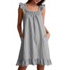 Women's Sleeveless Striped Nightgown with Ruffle Trim and Pockets, Loose Fit Casual Sleep Dress for