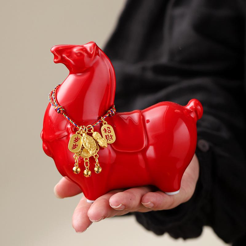 Year of the Horse Ceramic Tea Pet Ornament - Tang Horse Tea Ceremony Desktop Decor