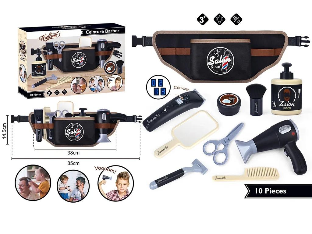 Kids Toys Barber Role Pretend Play For Boys Beauty Fashion Electric Hairdressing Cosmetics Tools Set Hair Salon Shaving Sets Toy