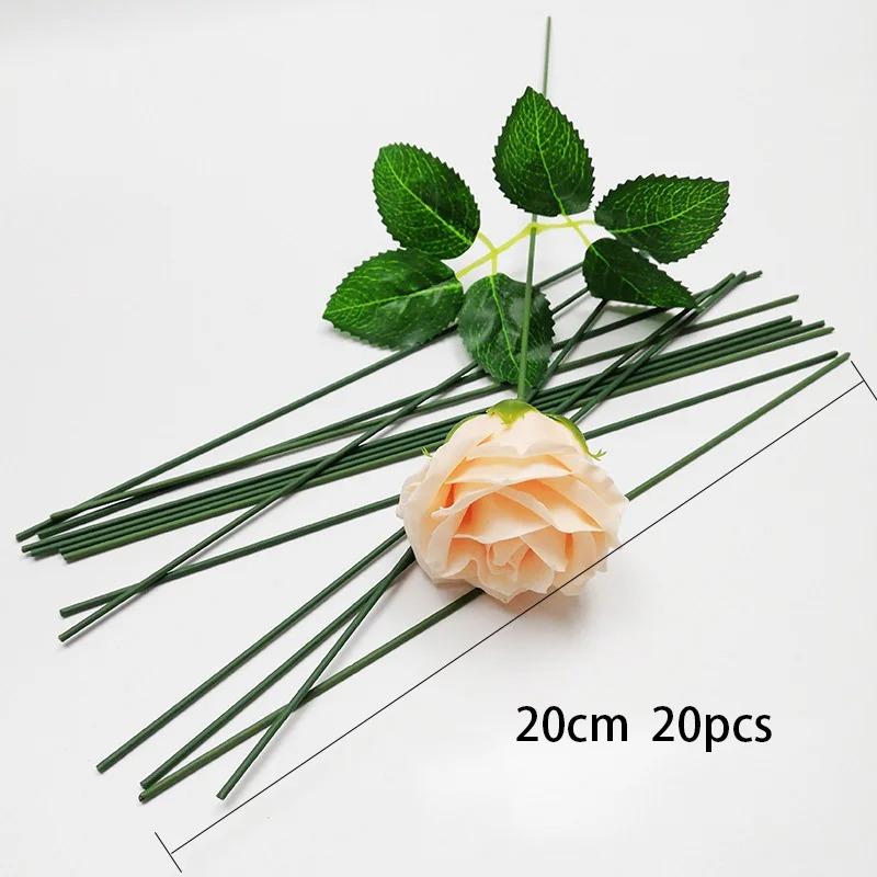 Artificial Flower Vase Decor Stem Iron Needlework Wire Plant Wall Accessories For DIY Craft Supplies Plastic Rose Stick Pole
