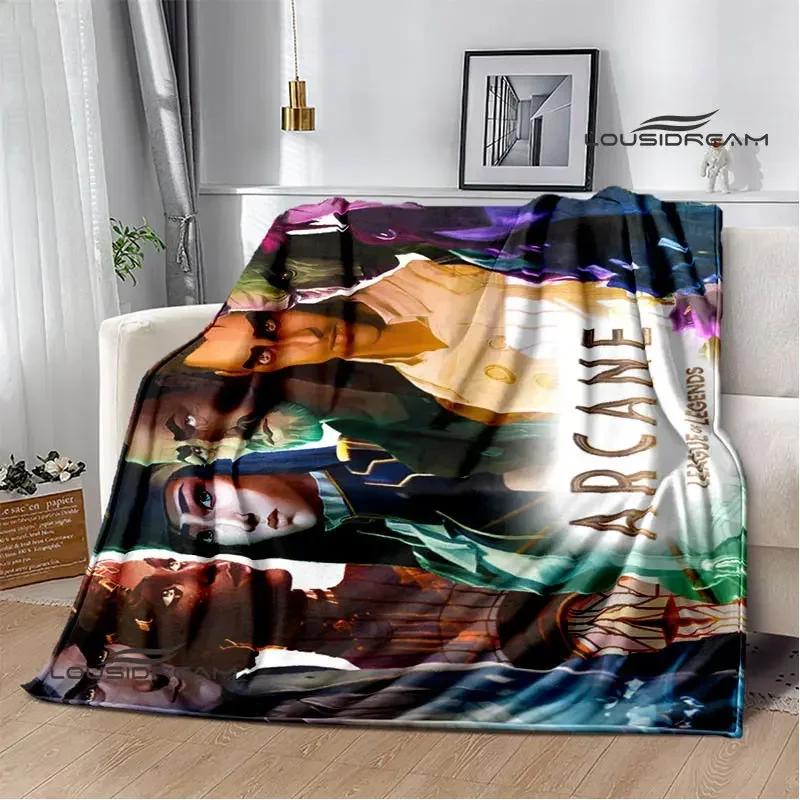 Arcano: Coperte con stampa di cartoni animati di League of Legends per tenersi al caldo, morbide e confortevoli, per casa, viaggio, letto, regalo di compleanno