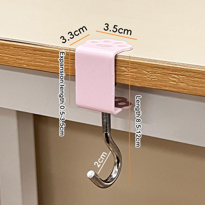 Cat Claw Hook Adjustable Desk Edge Hook Bag Hook Table Side Hanging Storage Rack Headset Desk Hanger School Home Universal Hook