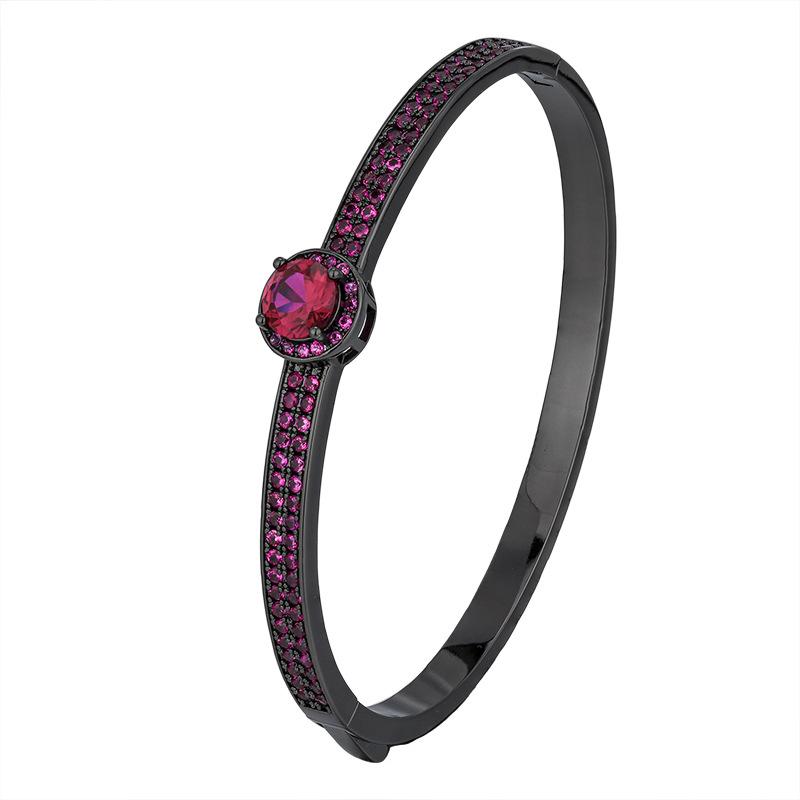 Autumn And Winter Jewelry Imitation Red Corundum Blue Spinel Retro Black Gold Bracelet Heroine Stone 6.5