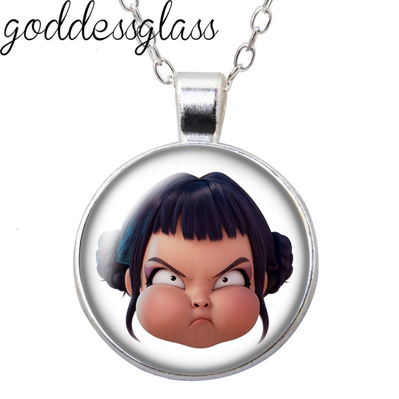 K-Pop Demon Hunter Anime Film Rumi Zoey Mira Cartoon Round Photo Glass cabochon silver plated pendant necklace jewelry Gift