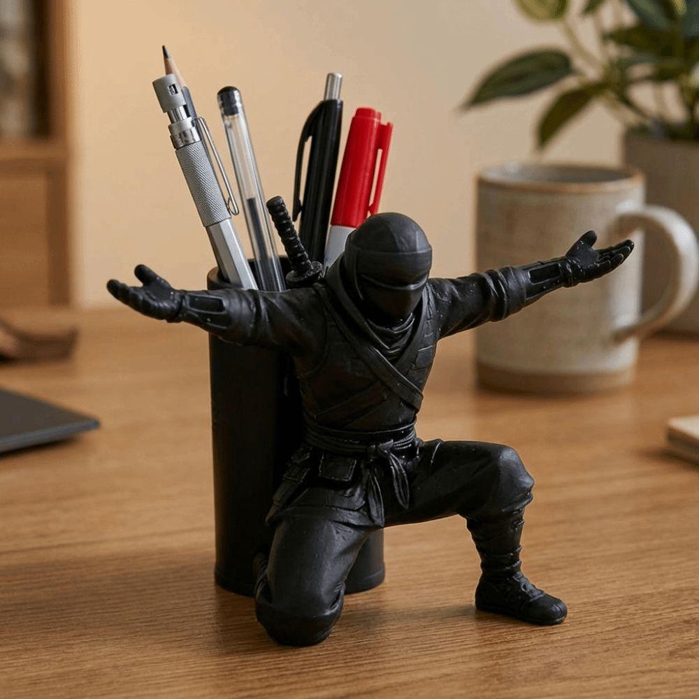 Multi-functional Funny Ninja Warrior Pen Holder Plastic Non-Slip Base 3D Printed Pen Stand Stable Desktop Organizer Gift Idea