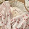 Ladies Beach Vacation Dress Summer Sexy V-Neck Waist Long Chiffon Floral Beach Dresses