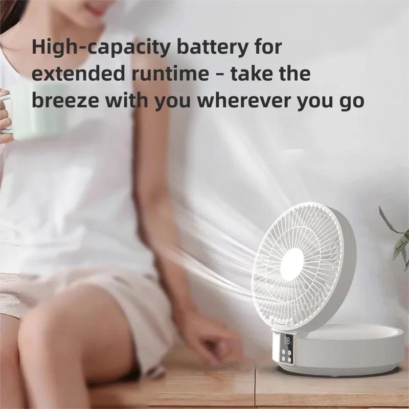 Remote-controlled USB Desktop Air Cooler with Timer and Night Light Functions Foldable 120° Automatic Rotation 3-Speed Fan