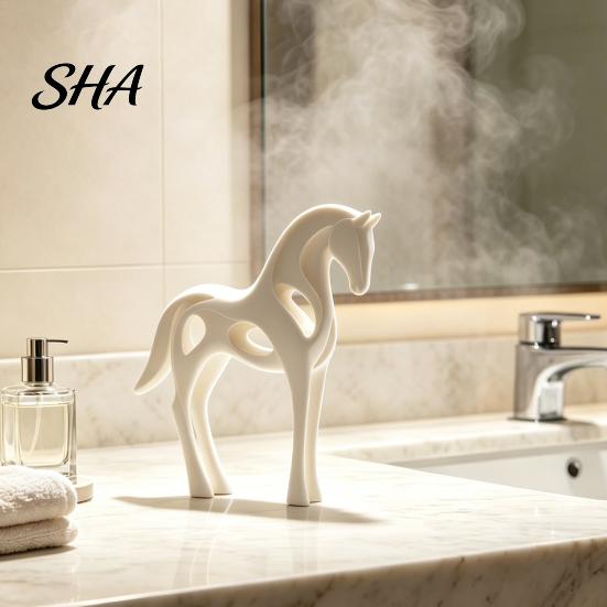 Artistic Desktop Ornament 3D Printed Abstract Horse Statue, Minimalist Galloping Stallion Sculpture with One-Piece Print Flowing Curves, Modern