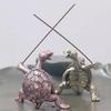 Mini metall skilpaddeformet røkelsespinne meditasjon Buddha sandeltre pinneholder morsomme dyr røkelsesholdere hjemmedekor