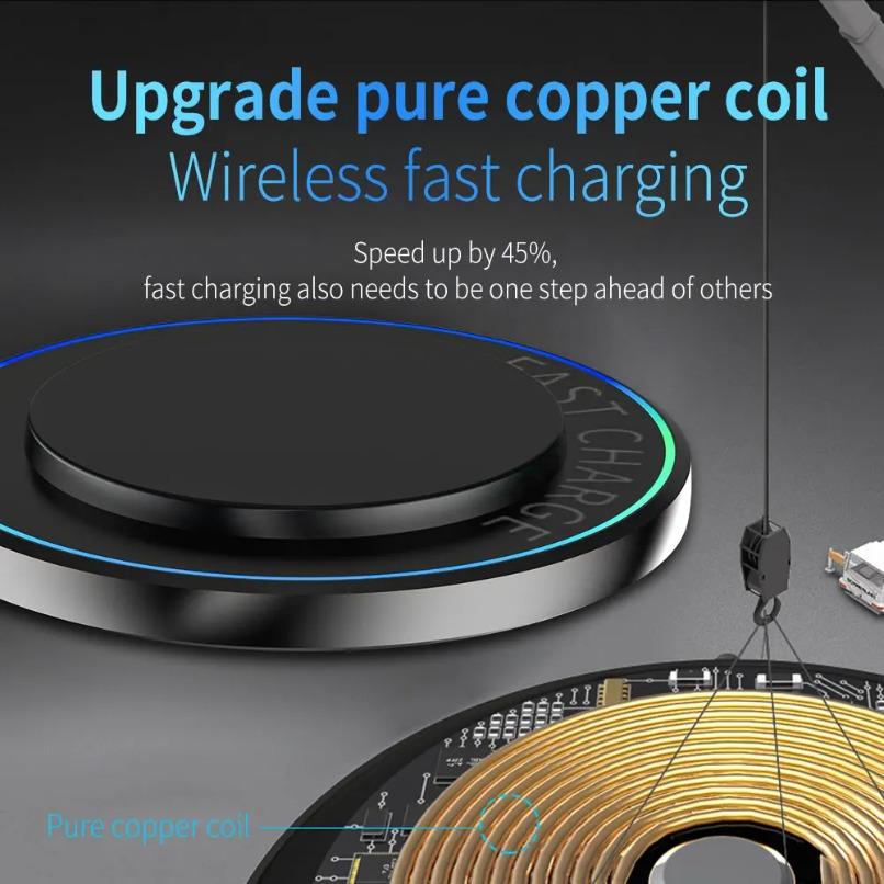Mini LED Light Fast Charger 30W Wireless Charger Station Pad Desk Stand For iPhone 16 15 14 13 12 Samsung S25 Xiaomi AirPos Pro