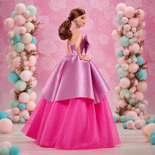 Barbie Birthday Wishes Signature Dress-Up Doll & House for Ages 6 and Up, Pink, JBJ07