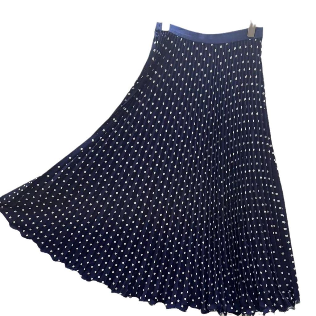 Summer 2025 New Chiffon High Waist and Thin Pleated Polka Dot Medium and Long Skirt Femininity Fashion A-shaped Skirt