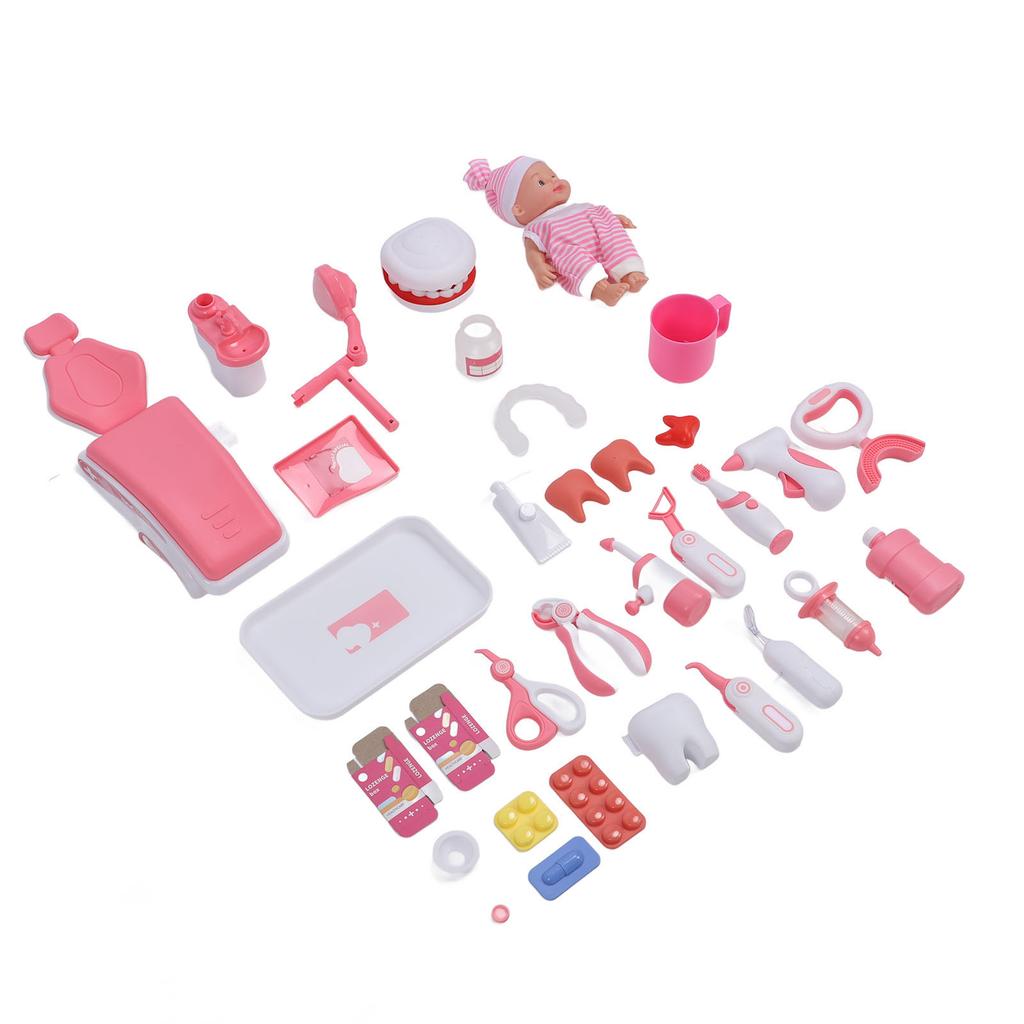 Dentist Toys Set for Toddlers with Music Light Realistic Teeth Accessories Pretend Medical Kit Toys