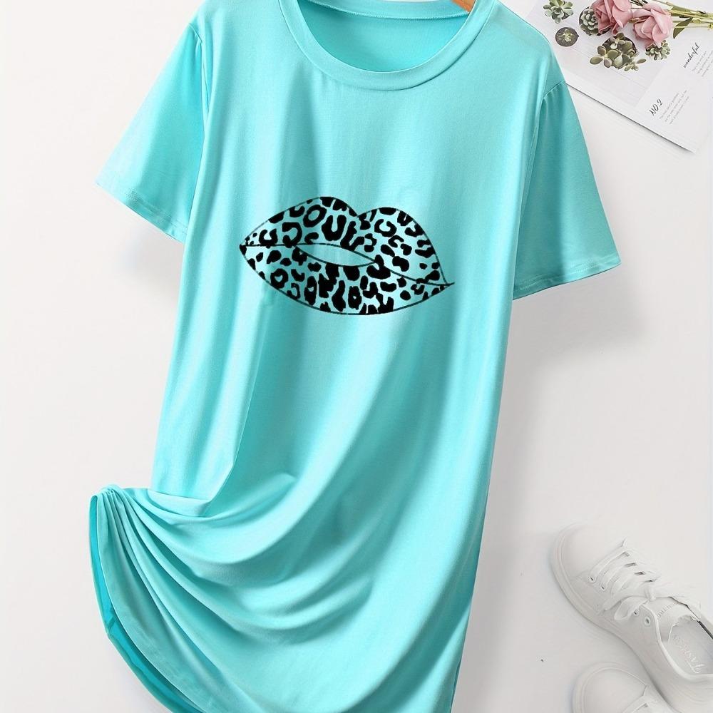 Casual Women Nightdress Short Sleeve Sleepwear Dresses Loose Fit Nightwear Home Clothes Nightie Loungewear Dresses
