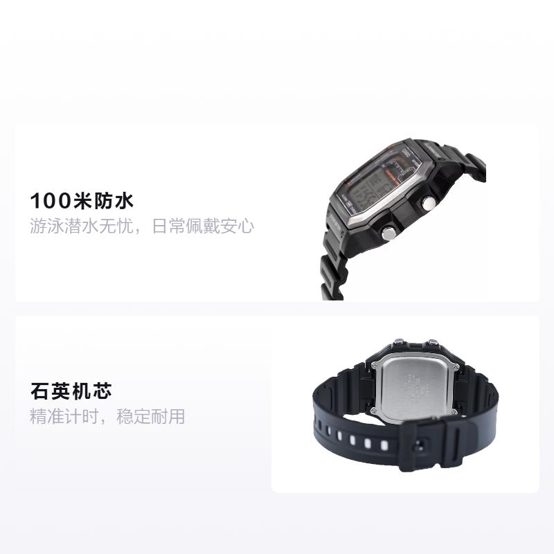 CASIO 100 meters waterproof fashion Quartz resin strap men s watch black dial WS-1600H-1A чёрный