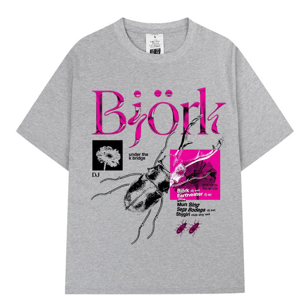 Bjork Music Singer Artist Graphic Print T Shirt Unisex Crew Neck Short Sleeve Casual Streetwear Fashion Tees Tops for Men Women Music Fans Concert