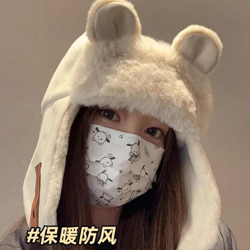 Hat female winter cute ears plush warm thickened student winter riding warm artifact