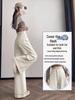 Apricot Embroidered Wide-Leg Jeans for Women - High-Waisted, Slimming, Non-Stick, Loose Fit for Spring/Autumn 2026