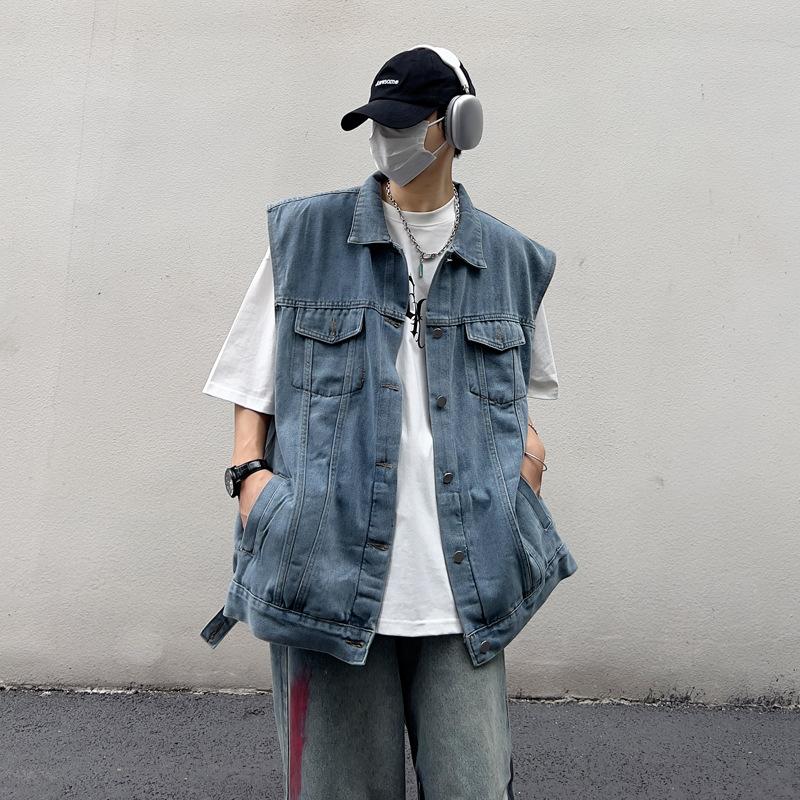 Men Loose Sleeveless Denim Vest Casual Workwear Outerwear