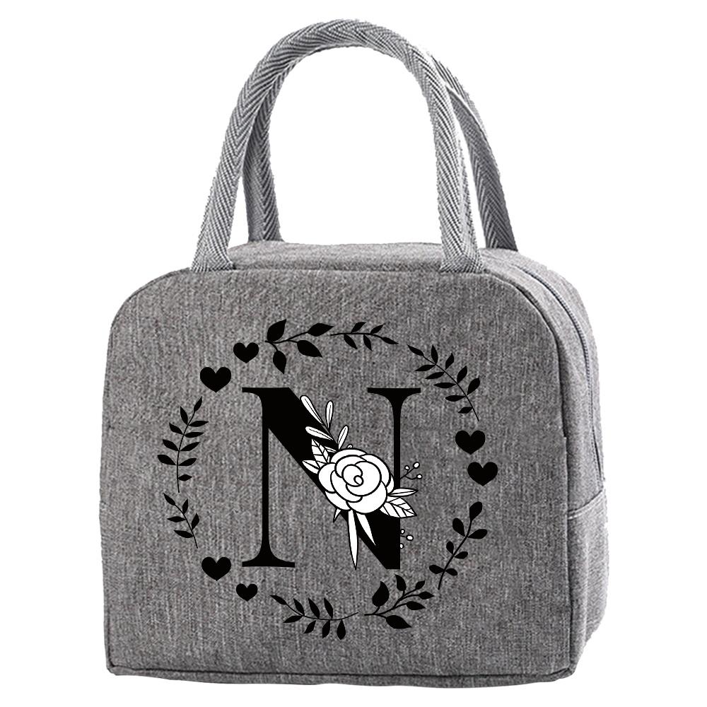 Travel Portable Food Thermal Insulated Children Picnic Waterproof Oxford Zipper Breakfast Thermal Bag Garland Letter Pattern Bag