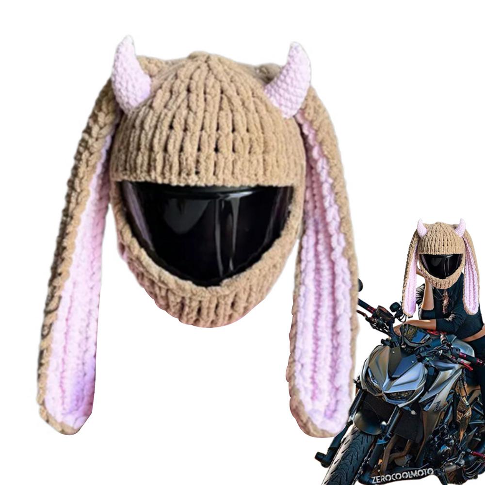 

Чехол для шлема, вязаный мультяшный чехол для мотоциклетного шлема, ручная работа, вязание крючком, защитный чехол, аксессуары для шлемов для большинства полных