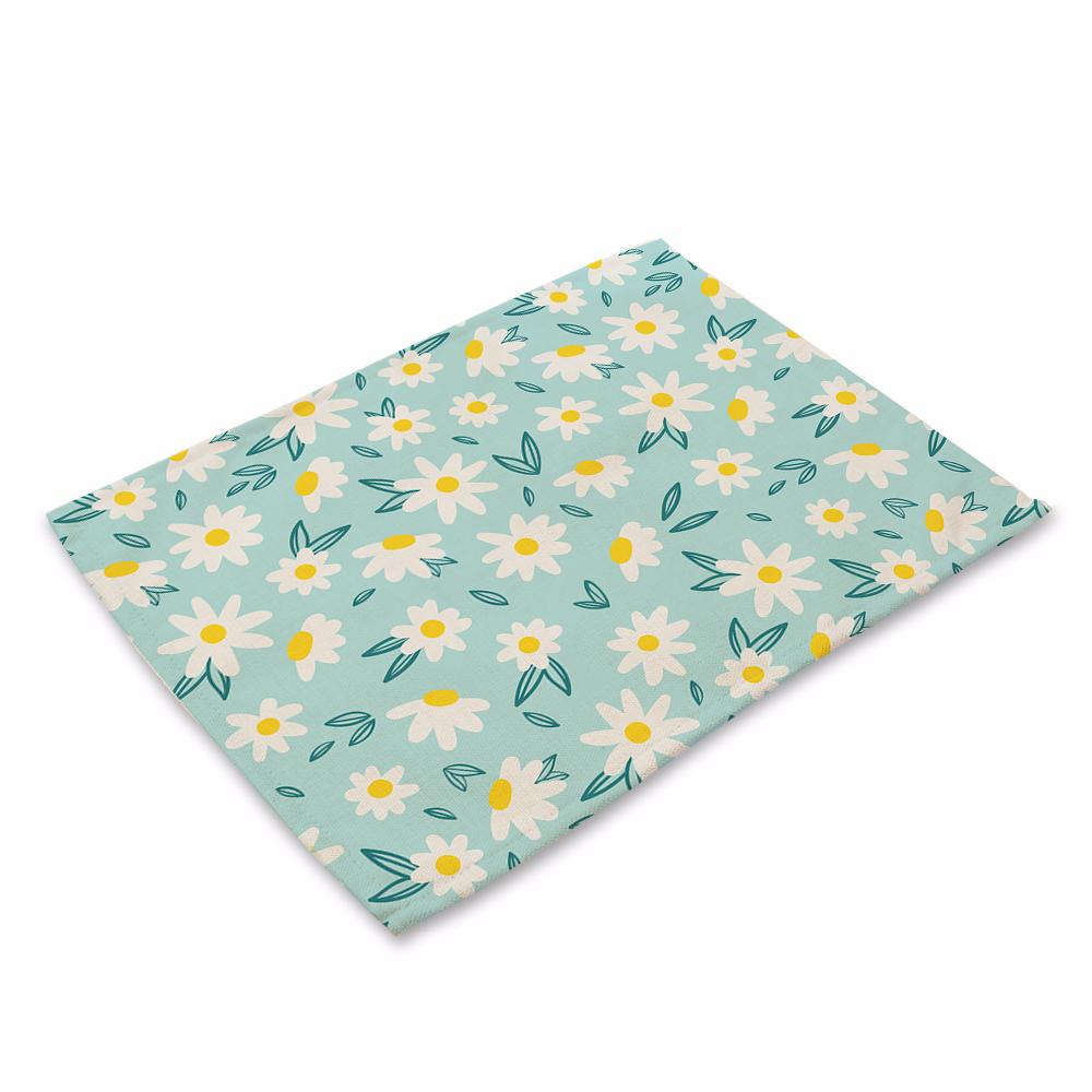 Bohemian Floral Pattern Placemat Kitchen Decor Cotton Linen Boho Dining Table Mats Coaster Pad Bowl Coffee Cup Mat 40X30cm