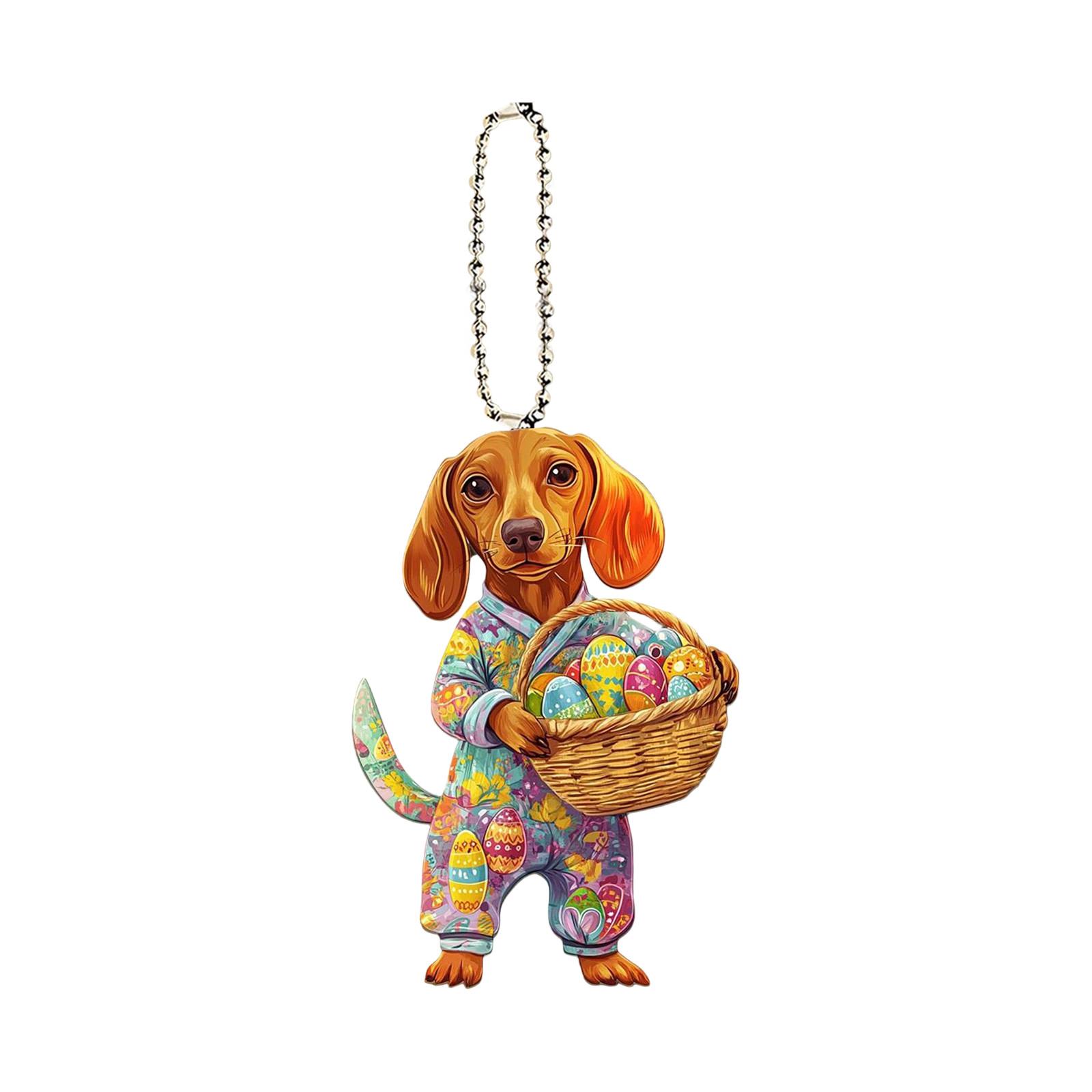 

Акриловое 2D плоское пасхальное украшение для машины собаки. Подвеска в виде животного One Size
