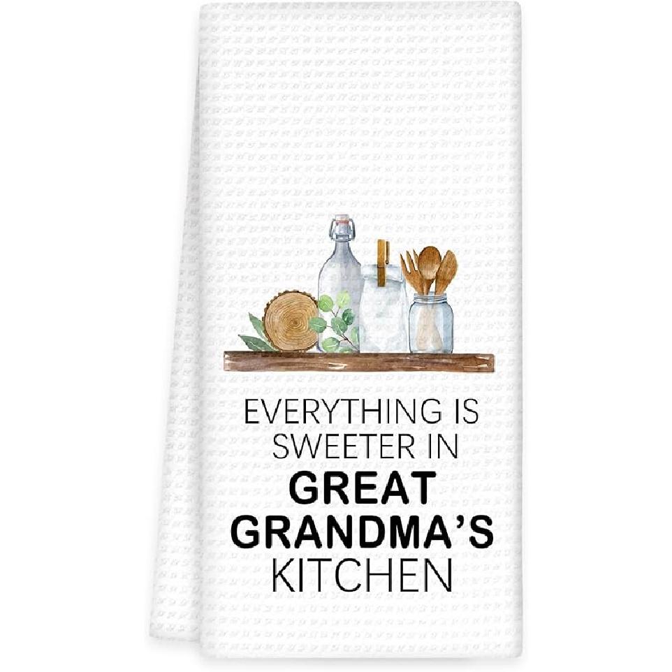 Grammy Gifts for Grandma Kitchen Towels -Gifts for Grammys Mothers Day Hand Towels, Sweeter in Grammy's Kitchen Decorative Dish Tea Towel, Grammys