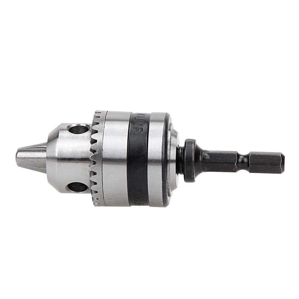 0.6-6mm Keyless Drill with 1/4 Inch Hex Shank 3/8-24UNF Keyless Chuck Conversion Tool Electric Threaded Mount for Impact Driver