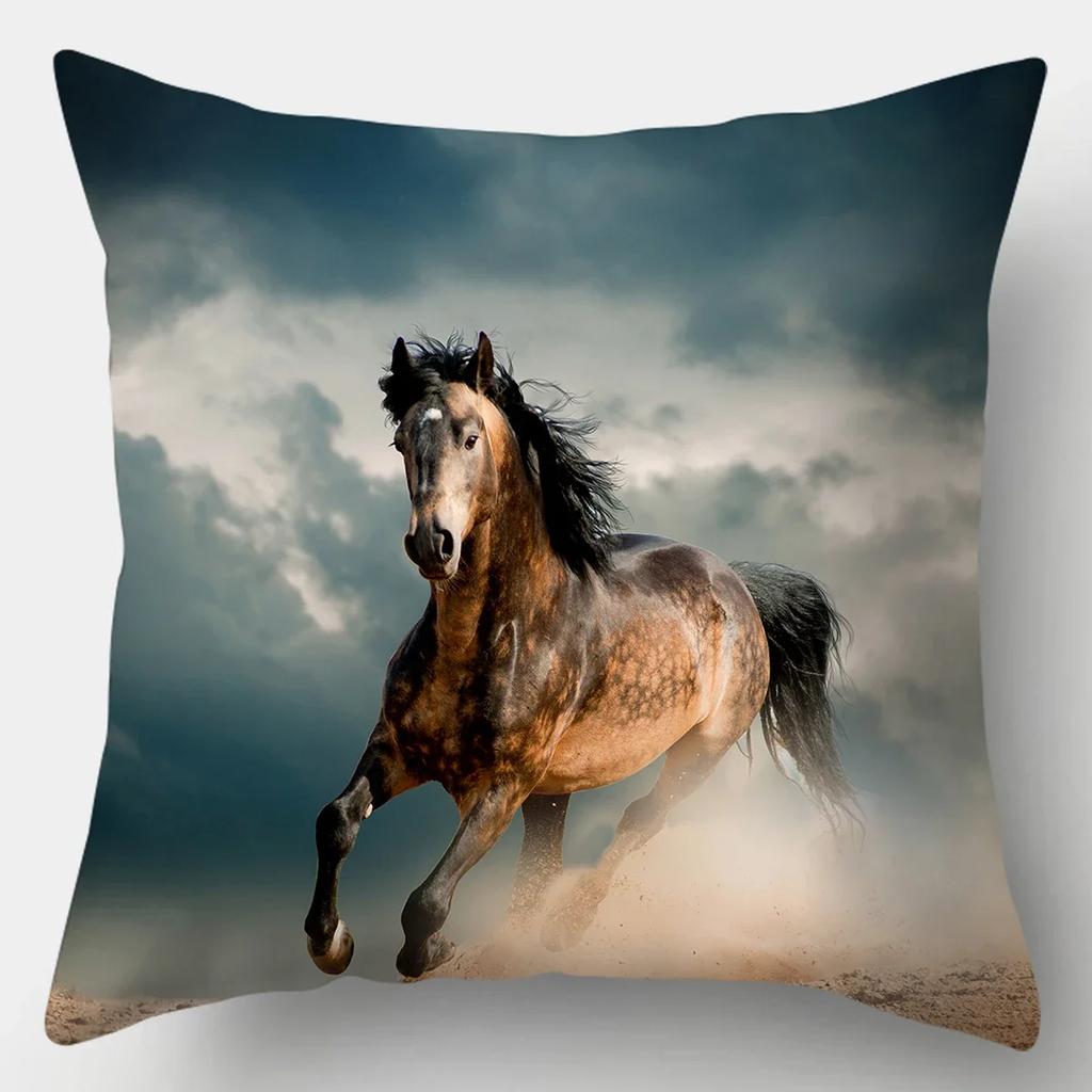 45x45cm Kissenbezug Heimdeko Kissenbezüge Sofa Schlafzimmer Wildtier Kissenbezug Kissen Löwe Pferd Tiger Kissenbezug