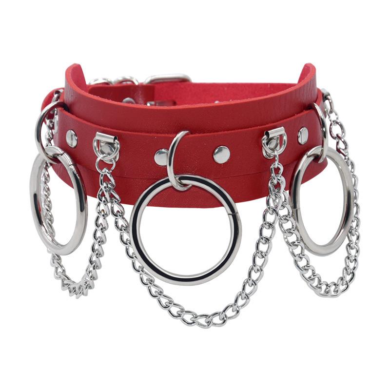 VaHppy Sex Toy Do Slave Collar Neck stainless steel + leather 43*5CM 140g 4colors Punk Fashion Cosplay SM  Sex games bondage