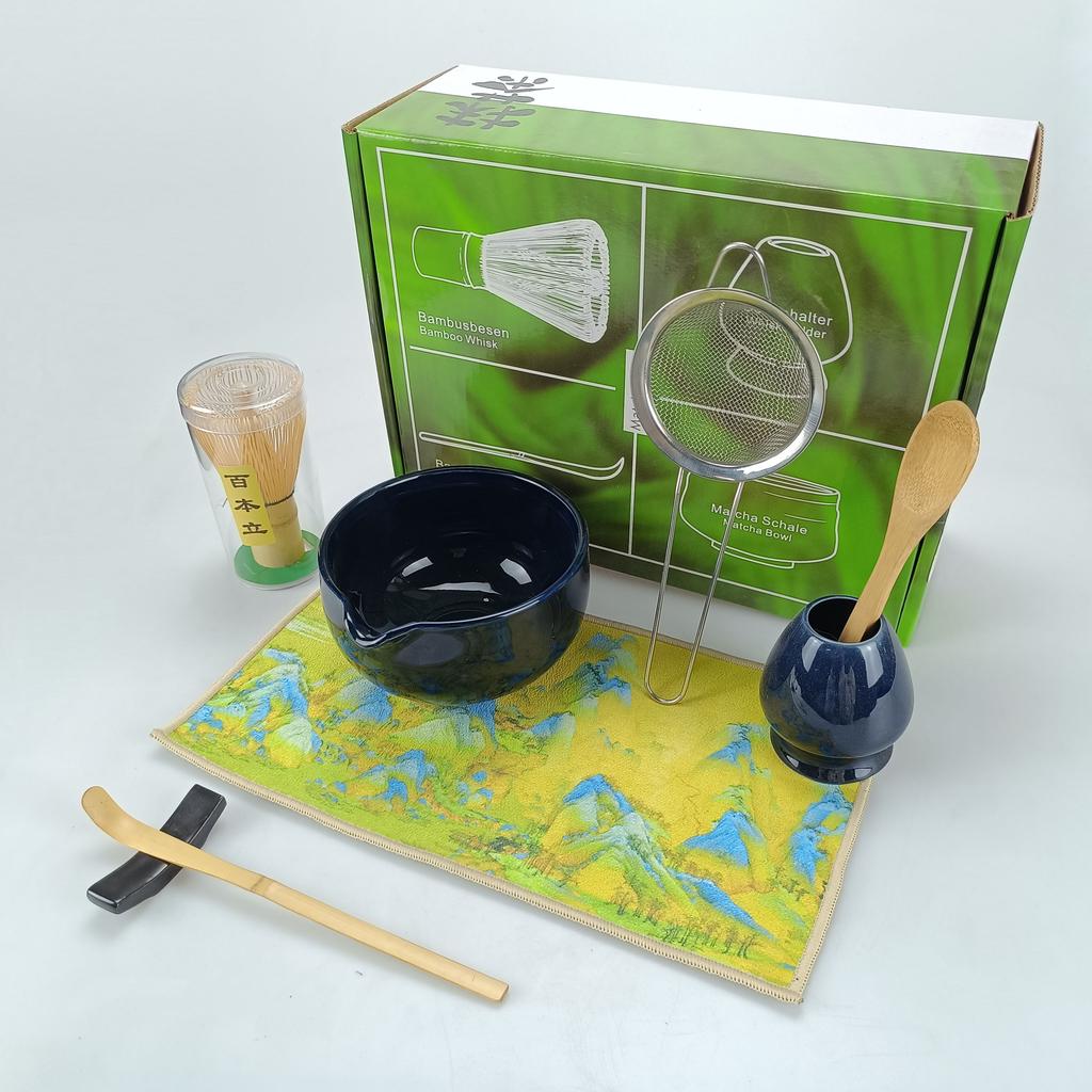 8PCS/Set Matcha Set, Including Bowl, Cloth, Spoon, Tea Whisk Stand, Strainer, Tea Whisk, Perfect Gift For Ceremony,