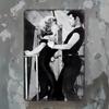 Tin Sign Black and White Couple Smoking Vintage Style Metal Wall Art for Man Cave Bar Pub Garage Retro Poster Plaque Decor Gift