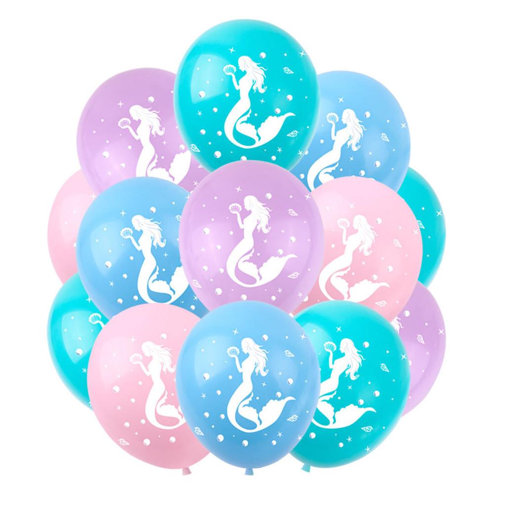 Mermaid Party Themed Decorated Marine Animal Birthday Pull Flag Set Balloon
