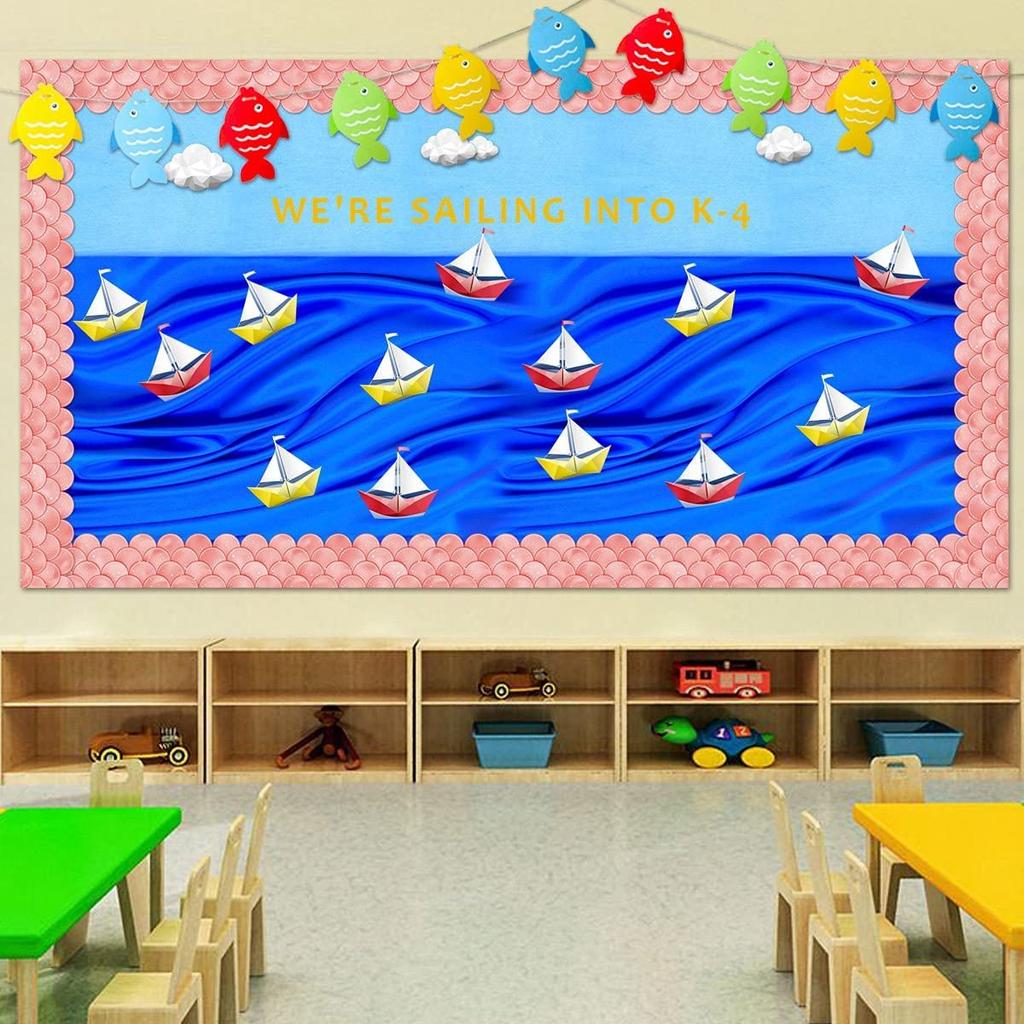 20M Ombre Pink Scallops Bulletin Board Borders Rainbow Straight Borders Classroom or Home School Decoration