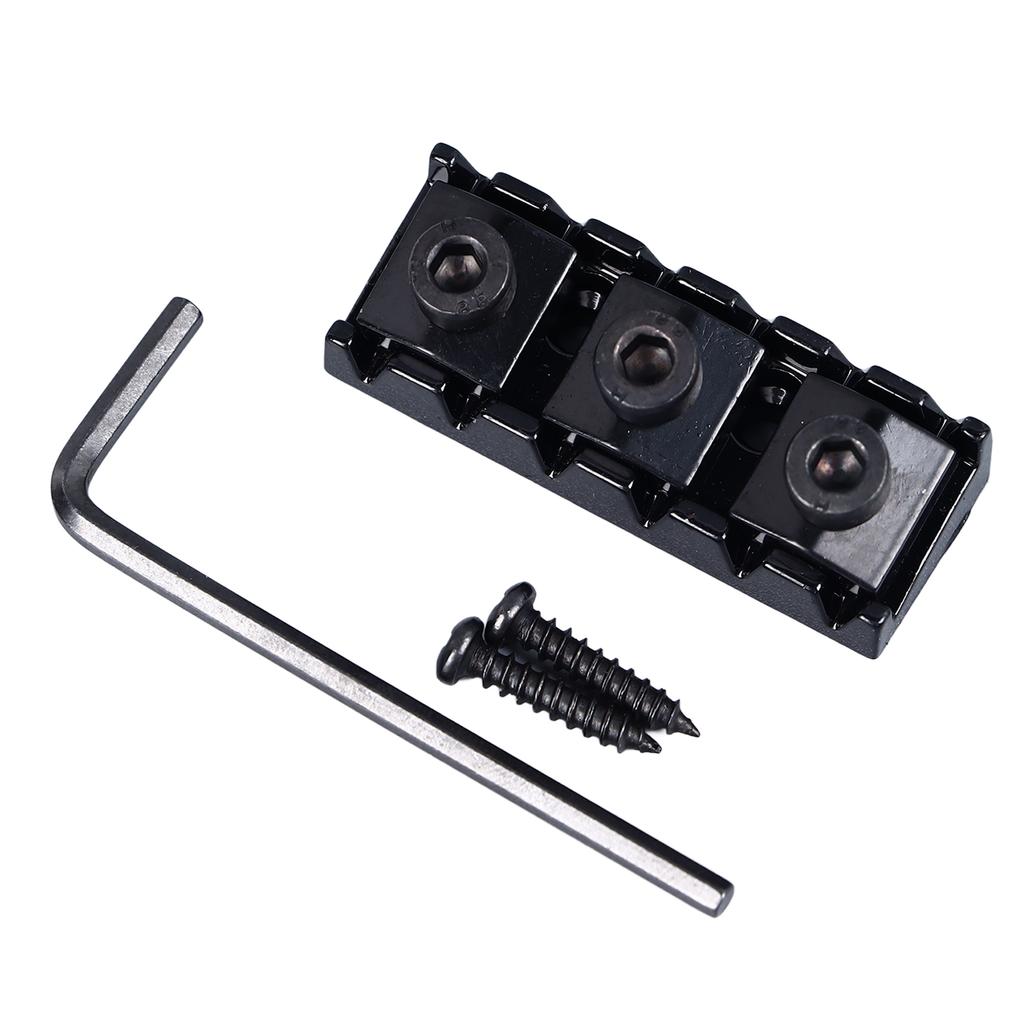 Electric Guitar Nut 42mm Length Metal Guitar String Locking Nut with Screws and Wrench