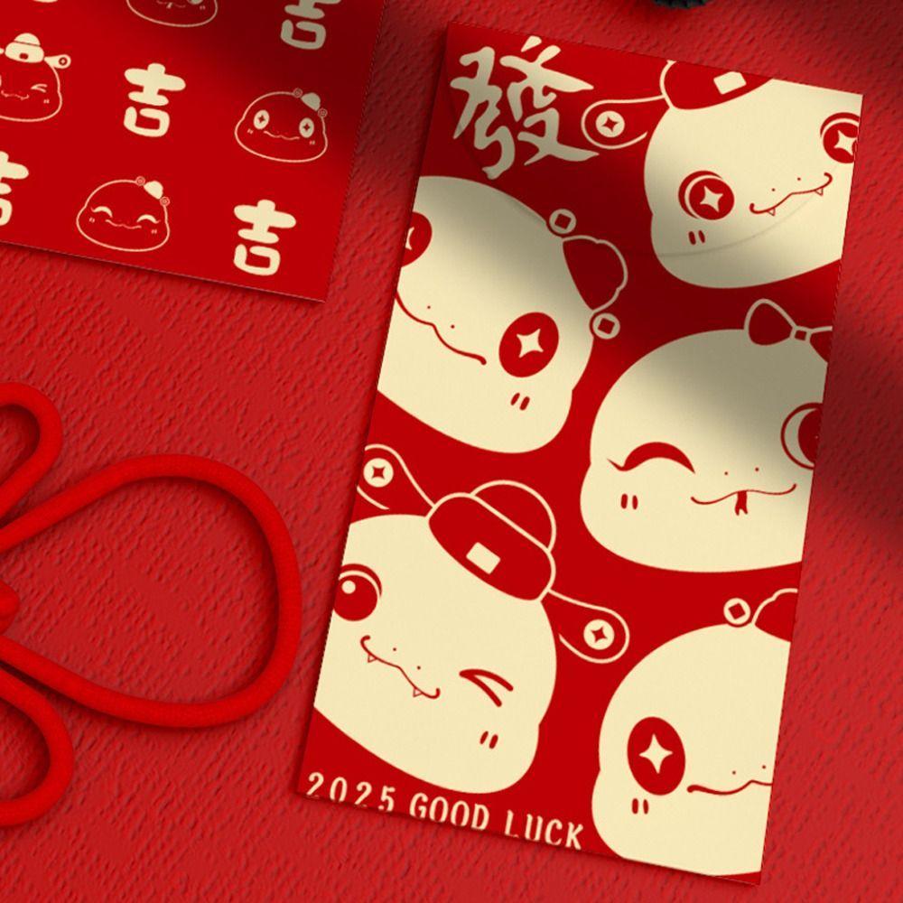 6pcs Paper 2025 New Year Red Envelopes Blessing Red Packet Lucky Money Pockets  Party Gifts