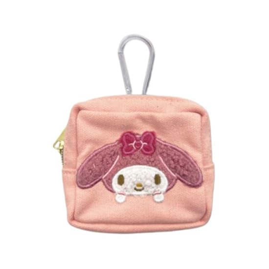 Hatakeyama Shoji Sanrio Mini Pouch with Carabiner, 3D Appliqué Embroidery, Character Accessory Case,