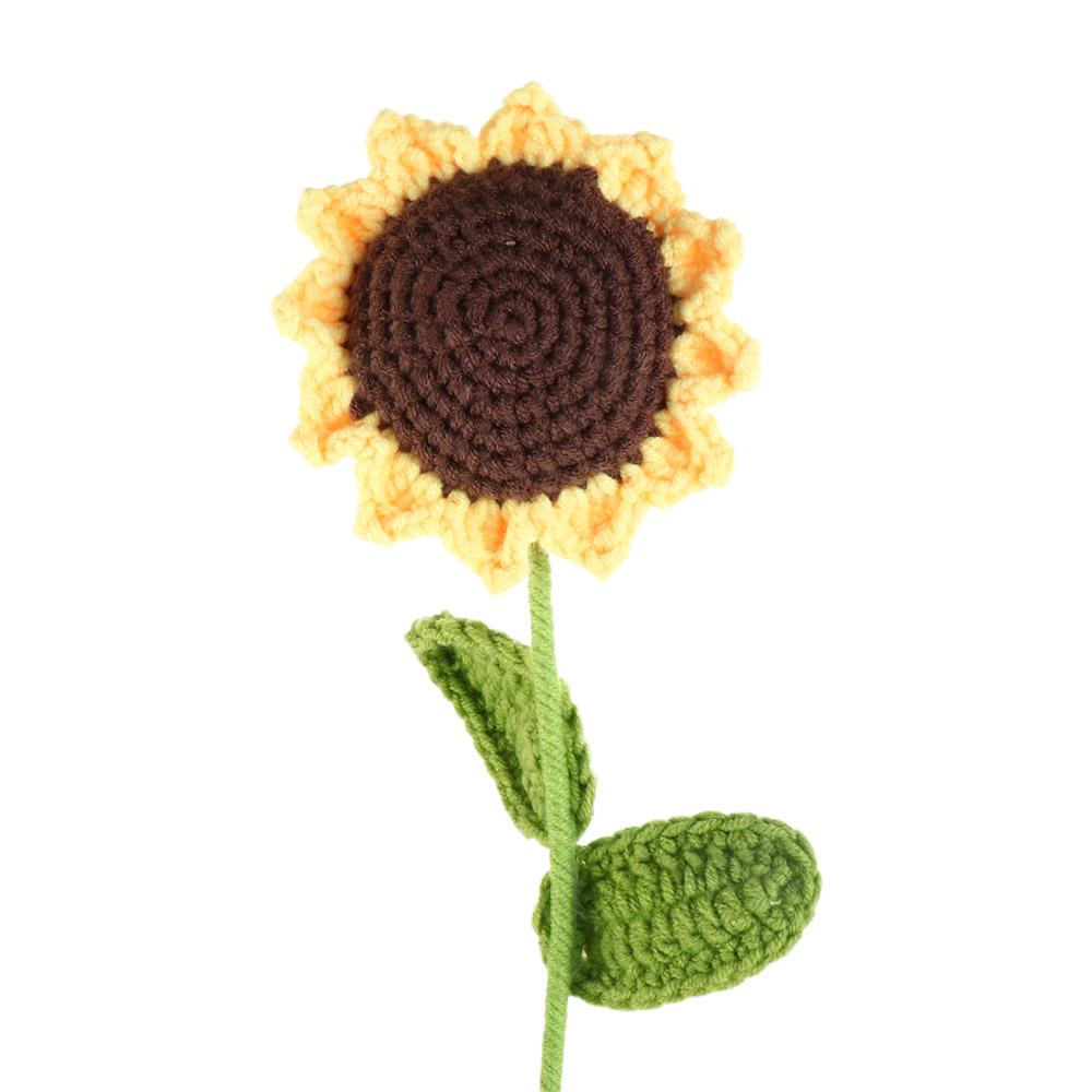House Party Decoration Flower Art Knited Flower Table Fake Flowers Vase Ornament Sunflower Bouquet