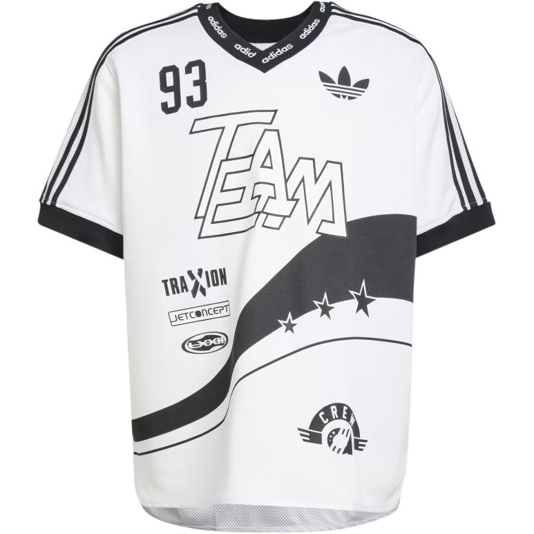 

Adidas Originals Adilenium 2 Season Team 93 Striped Letter Soft V-Neck Breathable Loose Short Sleeve Jersey Men jersey White JN0808 XL
