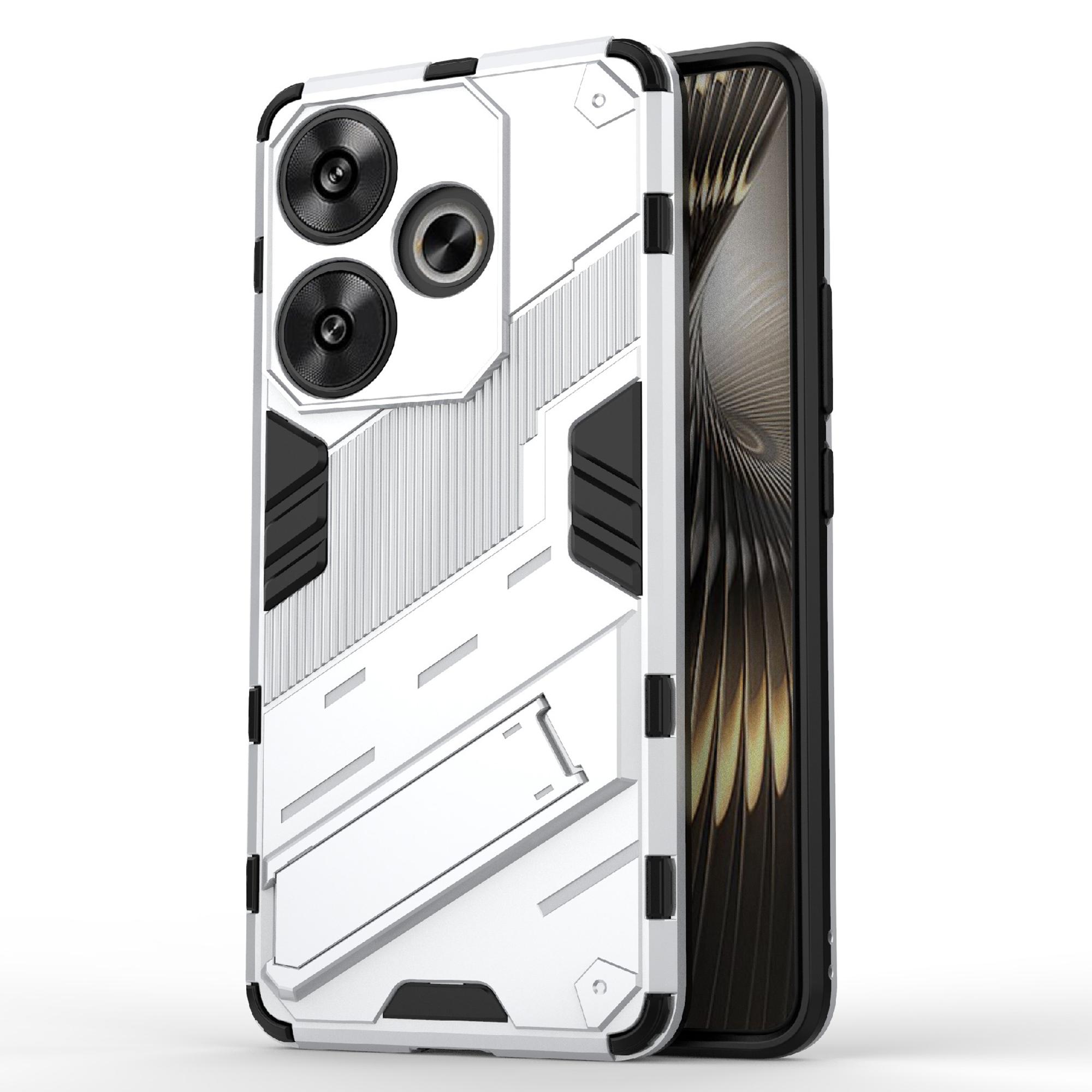 

For Xiaomi Redmi Turbo 3 5G/Poco F6 5G Case Shockproof PC+TPU Phone Cover with Kickstand White