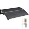 Front Door Canopy Outdoor Awning Aluminium Rigid Plastic Polycarbonate Rain Shelter UV Water Rain Resistant 100 X 75cm Black