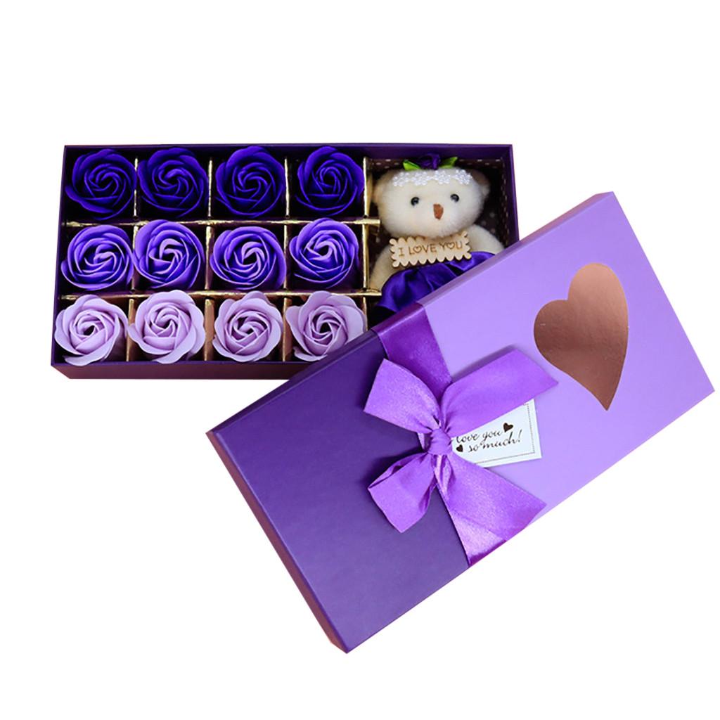 Valentine's Day 12Pcs Scented Soap Flower Gift Rose Box Bouquet Festival Gift