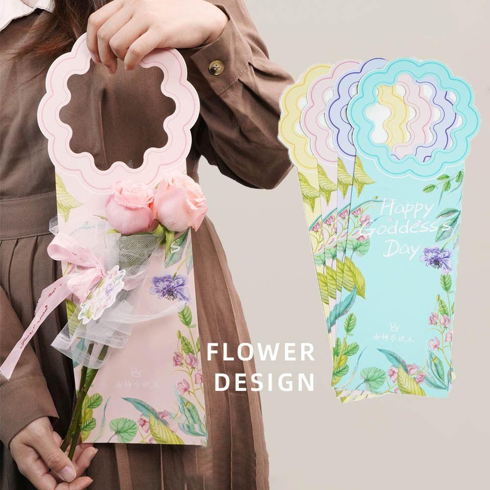 5pcs Carnation Bouquet Packaging Box Handheld Flower Arrangement Box Flower Tote Bag  Birthday Gift