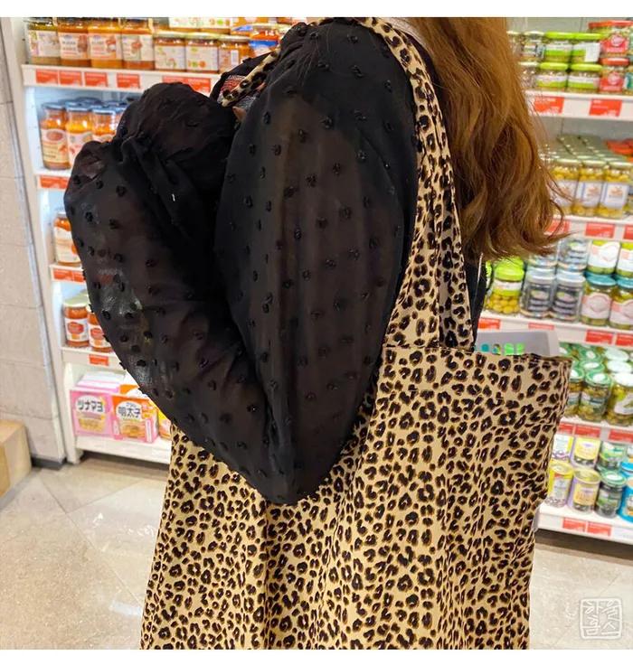 Howl's Home In-house Production [Leopard Print Marche Bag 3 SIZE] Eco Bag Shopping Bag Crossbody Bag Lightweight Bag