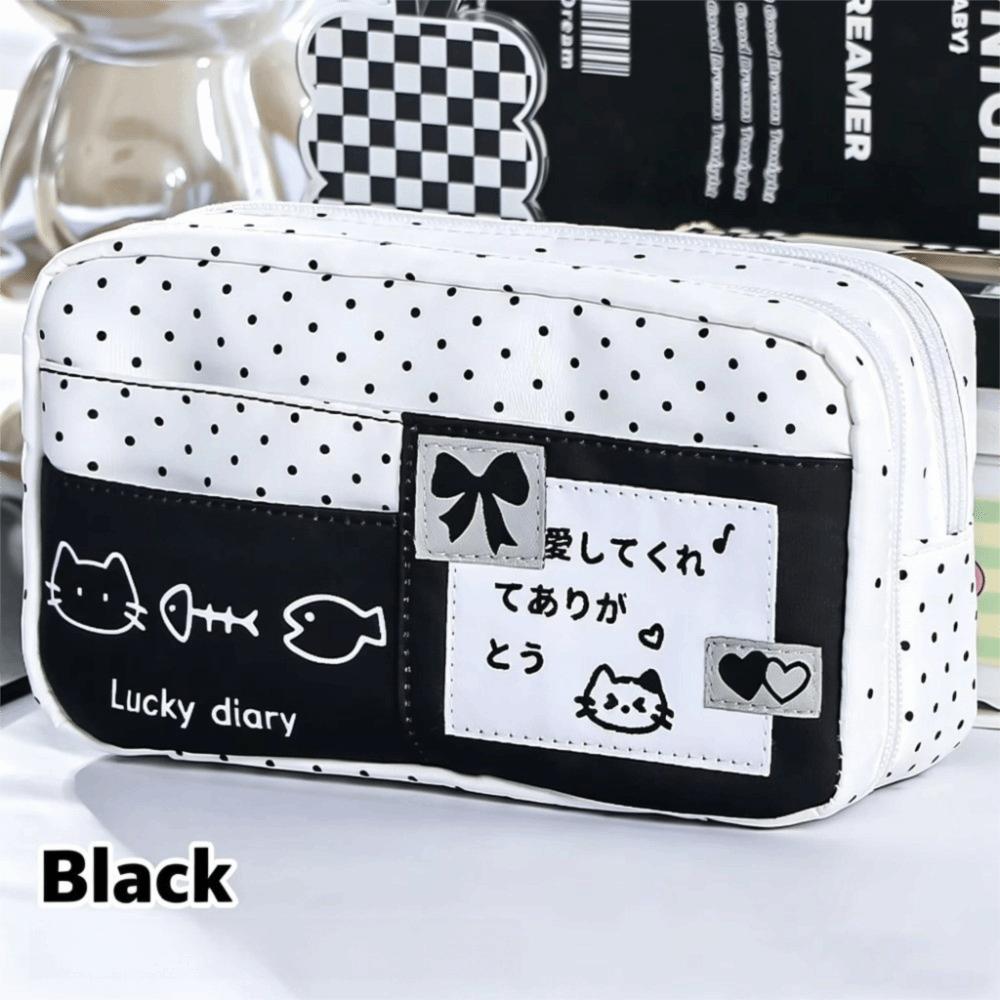 Cat Pattern Pencil Bag Multi-Layer Pen Bag Ins Style Pencil Case For Girls