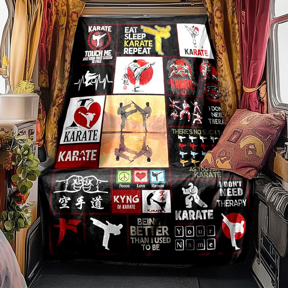 Karate Motivation And Discipline Artwork Collection Blanketcustomizable With Your Namecomfortable And Stylish Perfect For Travel Beds Chairs Offices
