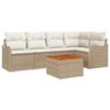 Ensemble de canapé de jardin 6 pièces avec coussins beige poly rattan acacia, Canapé de jardin 2 places avec rangement 3356125