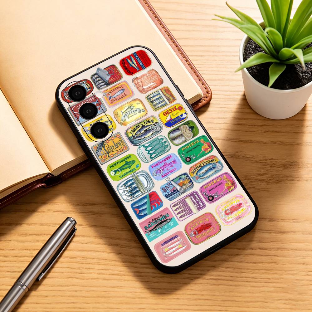S-Sardines F-Fish Art Phone Case For Samsung Galaxy A73,A72,A71,A70,A53,A52,A51,Soft Silicone Black Cover